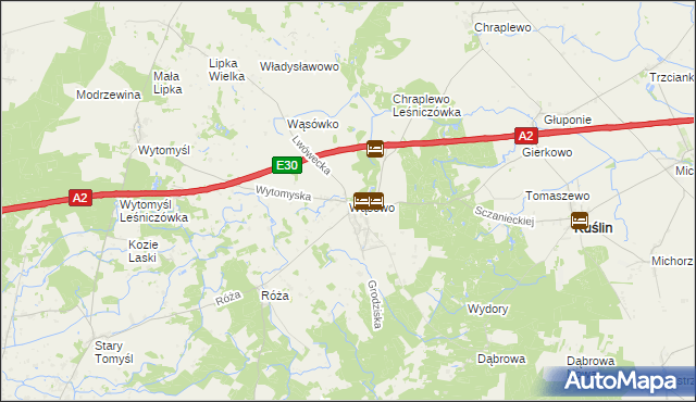 mapa Wąsowo, Wąsowo na mapie Targeo