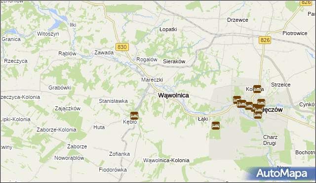 mapa Wąwolnica powiat puławski, Wąwolnica powiat puławski na mapie Targeo