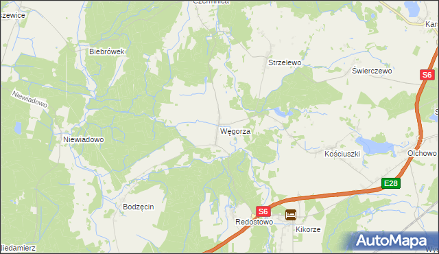 mapa Węgorza, Węgorza na mapie Targeo