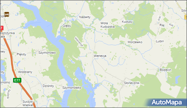 mapa Wenecja gmina Morąg, Wenecja gmina Morąg na mapie Targeo