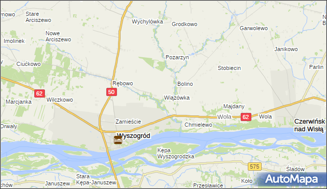 mapa Wiązówka gmina Wyszogród, Wiązówka gmina Wyszogród na mapie Targeo
