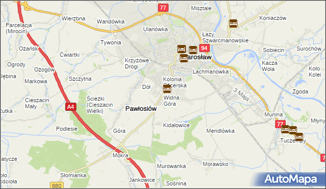 mapa Widna Góra, Widna Góra na mapie Targeo