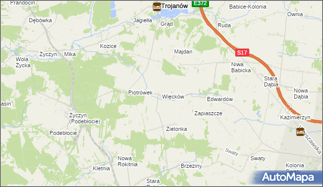 mapa Więcków, Więcków na mapie Targeo