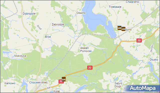 mapa Wieleń Pomorski, Wieleń Pomorski na mapie Targeo