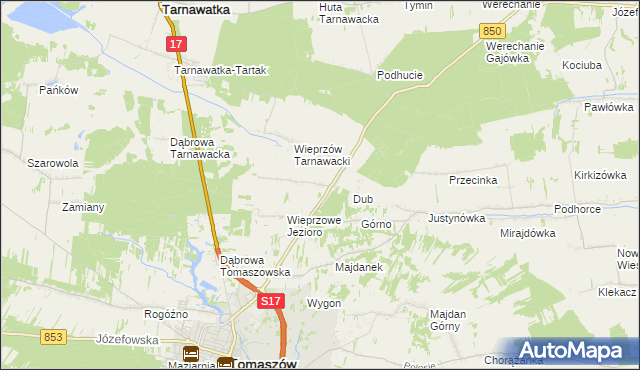 mapa Wieprzów Ordynacki, Wieprzów Ordynacki na mapie Targeo