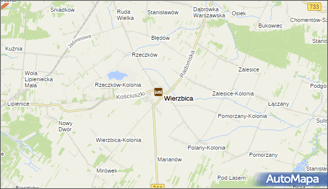 mapa Wierzbica powiat radomski, Wierzbica powiat radomski na mapie Targeo