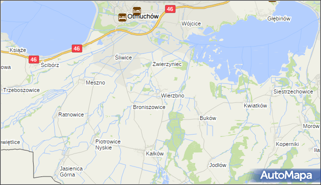 mapa Wierzbno gmina Otmuchów, Wierzbno gmina Otmuchów na mapie Targeo