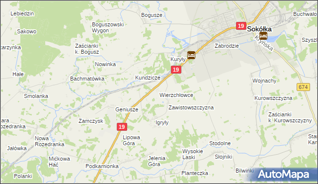 mapa Wierzchłowce, Wierzchłowce na mapie Targeo