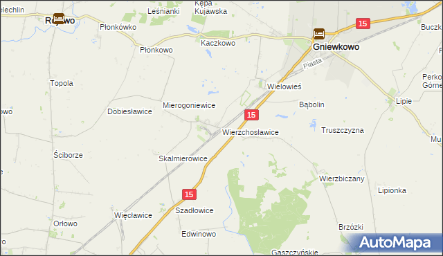 mapa Wierzchosławice gmina Gniewkowo, Wierzchosławice gmina Gniewkowo na mapie Targeo