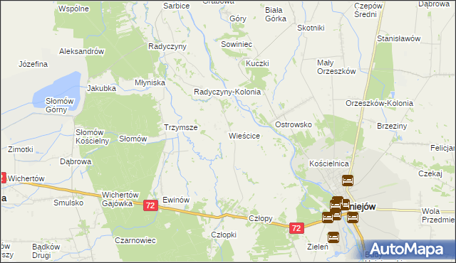 mapa Wieścice, Wieścice na mapie Targeo