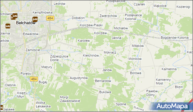 mapa Wiktorów gmina Bełchatów, Wiktorów gmina Bełchatów na mapie Targeo