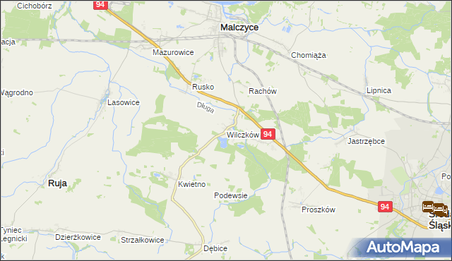 mapa Wilczków gmina Malczyce, Wilczków gmina Malczyce na mapie Targeo