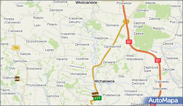 mapa Wilczkowice gmina Michałowice, Wilczkowice gmina Michałowice na mapie Targeo