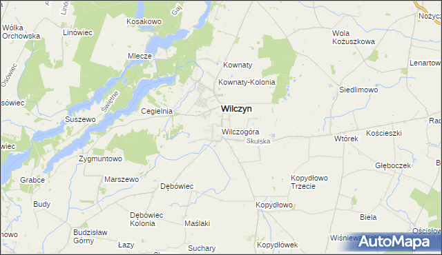 mapa Wilczogóra gmina Wilczyn, Wilczogóra gmina Wilczyn na mapie Targeo