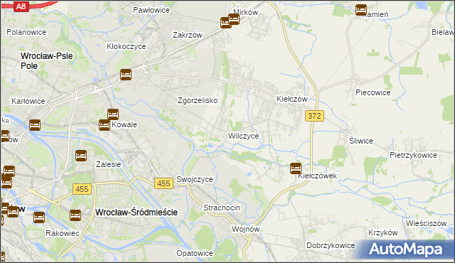 mapa Wilczyce gmina Długołęka, Wilczyce gmina Długołęka na mapie Targeo