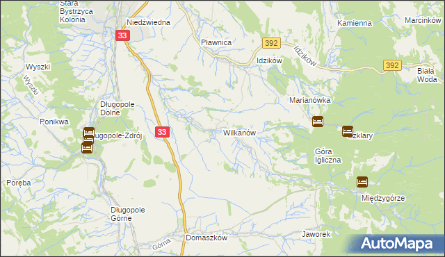 mapa Wilkanów, Wilkanów na mapie Targeo