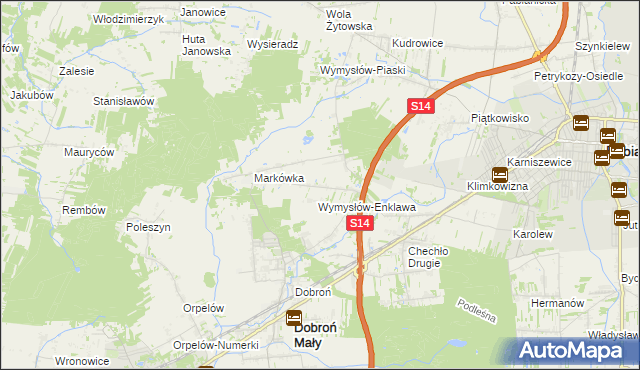 mapa Wincentów gmina Dobroń, Wincentów gmina Dobroń na mapie Targeo