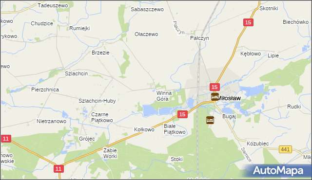 mapa Winna Góra gmina Środa Wielkopolska, Winna Góra gmina Środa Wielkopolska na mapie Targeo