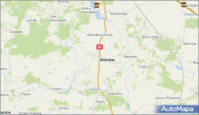 mapa Wiśniew powiat siedlecki, Wiśniew powiat siedlecki na mapie Targeo