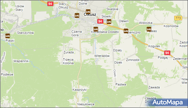 mapa Witeradów, Witeradów na mapie Targeo