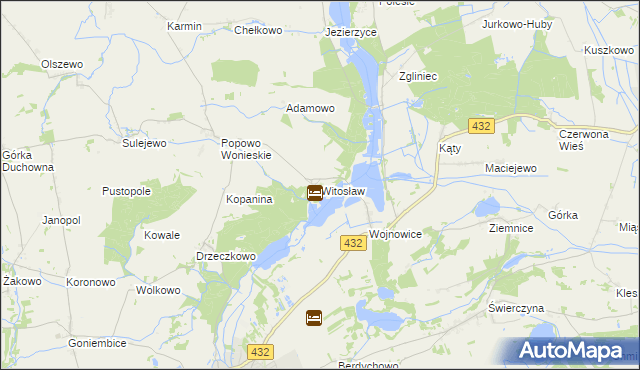 mapa Witosław gmina Osieczna, Witosław gmina Osieczna na mapie Targeo