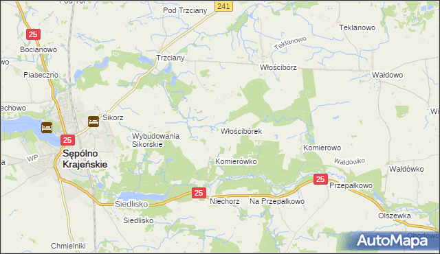 mapa Włościbórek, Włościbórek na mapie Targeo