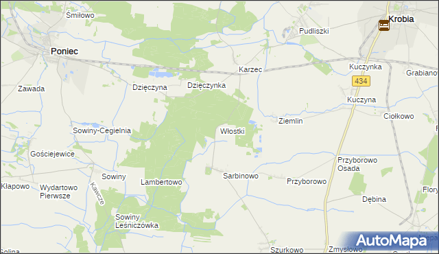 mapa Włostki, Włostki na mapie Targeo