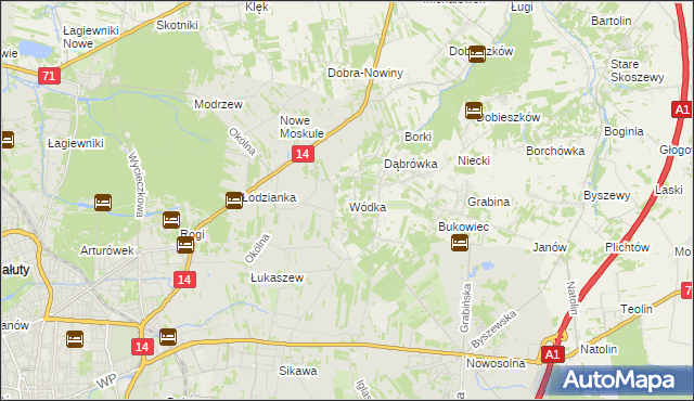 mapa Wódka gmina Nowosolna, Wódka gmina Nowosolna na mapie Targeo