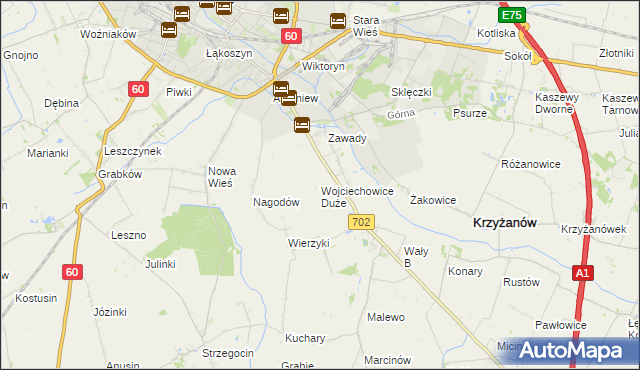 mapa Wojciechowice Duże, Wojciechowice Duże na mapie Targeo