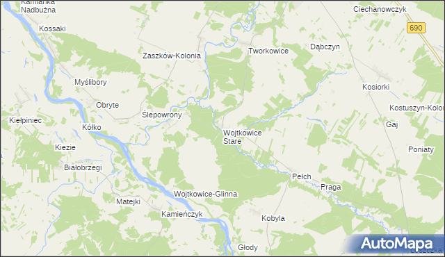 mapa Wojtkowice Stare, Wojtkowice Stare na mapie Targeo
