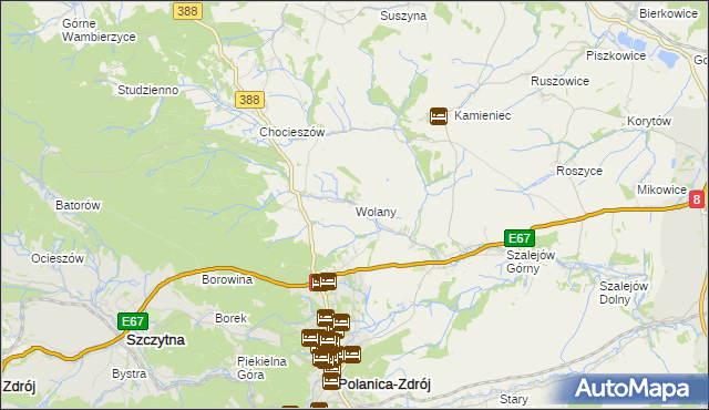 mapa Wolany gmina Szczytna, Wolany gmina Szczytna na mapie Targeo