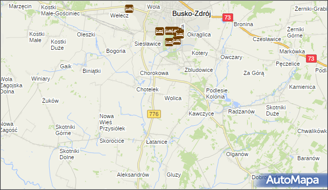 mapa Wolica gmina Busko-Zdrój, Wolica gmina Busko-Zdrój na mapie Targeo