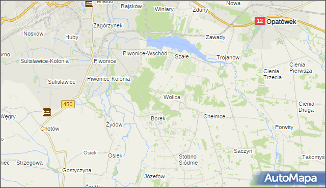 mapa Wolica gmina Godziesze Wielkie, Wolica gmina Godziesze Wielkie na mapie Targeo