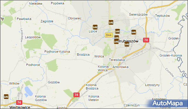 mapa Wolica gmina Hrubieszów, Wolica gmina Hrubieszów na mapie Targeo