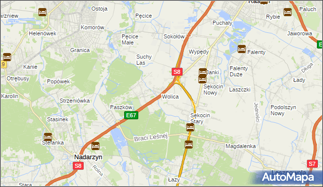 mapa Wolica gmina Nadarzyn, Wolica gmina Nadarzyn na mapie Targeo