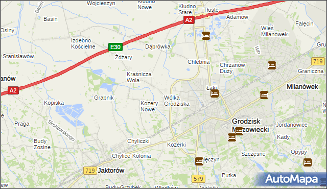 mapa Wólka Grodziska gmina Grodzisk Mazowiecki, Wólka Grodziska gmina Grodzisk Mazowiecki na mapie Targeo