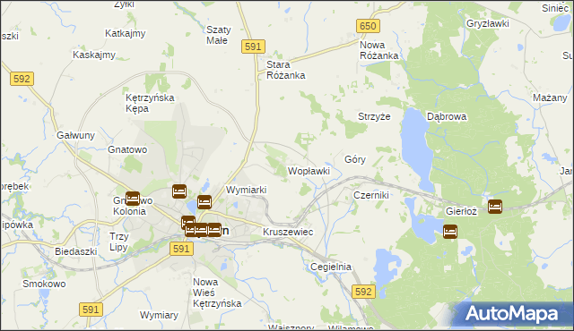 mapa Wopławki, Wopławki na mapie Targeo