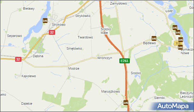 mapa Wronczyn gmina Stęszew, Wronczyn gmina Stęszew na mapie Targeo