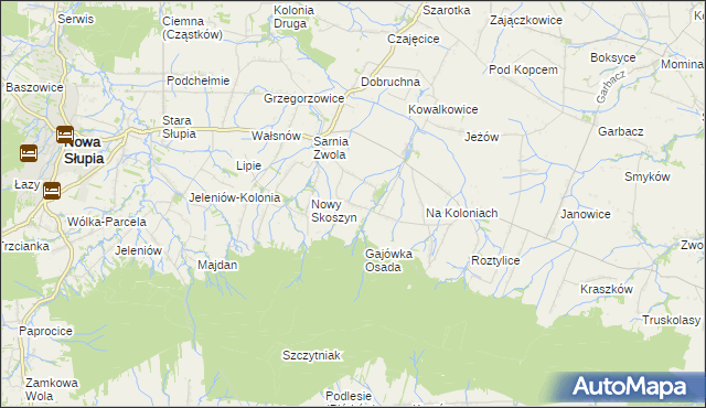 mapa Wronów gmina Waśniów, Wronów gmina Waśniów na mapie Targeo