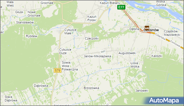 mapa Wrzosówka gmina Czosnów, Wrzosówka gmina Czosnów na mapie Targeo