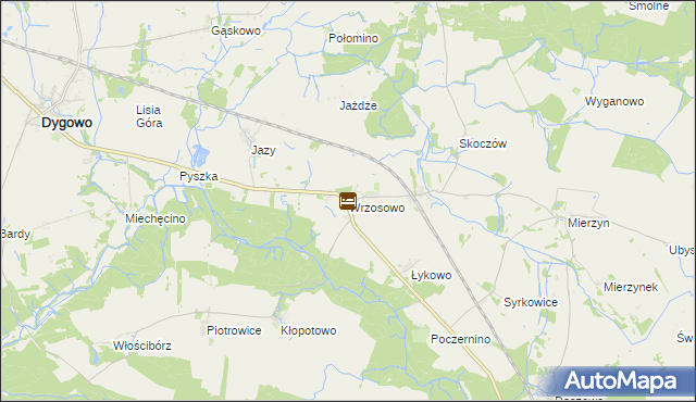 mapa Wrzosowo gmina Dygowo, Wrzosowo gmina Dygowo na mapie Targeo