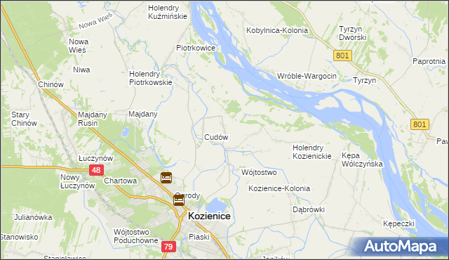 mapa Wymysłów gmina Kozienice, Wymysłów gmina Kozienice na mapie Targeo