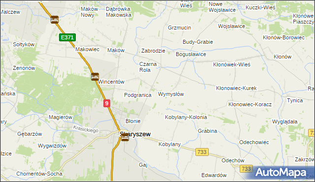 mapa Wymysłów gmina Skaryszew, Wymysłów gmina Skaryszew na mapie Targeo