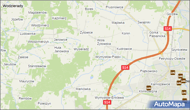 mapa Wymysłów-Piaski, Wymysłów-Piaski na mapie Targeo