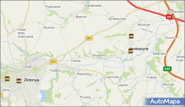 mapa Wysocko gmina Złotoryja, Wysocko gmina Złotoryja na mapie Targeo