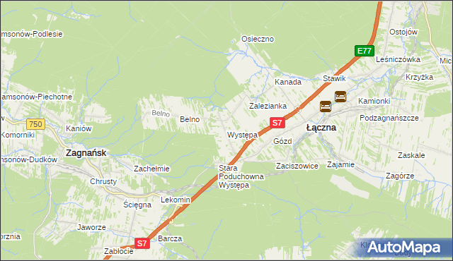 mapa Występa, Występa na mapie Targeo