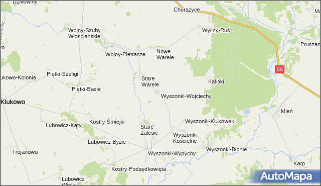 mapa Wyszonki-Wojciechy, Wyszonki-Wojciechy na mapie Targeo