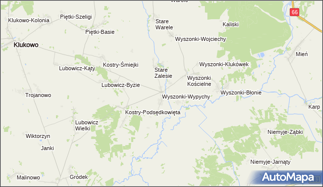 mapa Wyszonki-Wypychy, Wyszonki-Wypychy na mapie Targeo