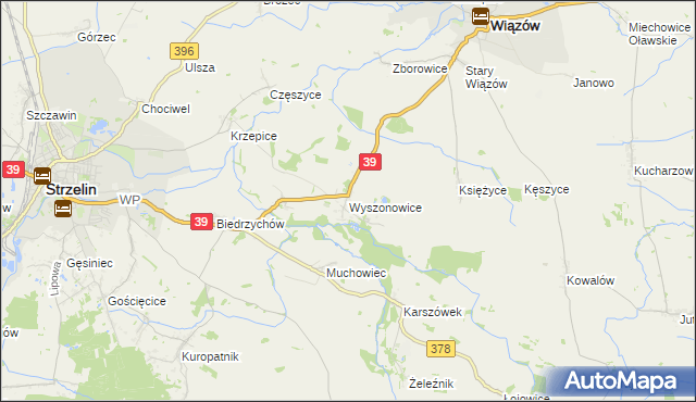 mapa Wyszonowice, Wyszonowice na mapie Targeo