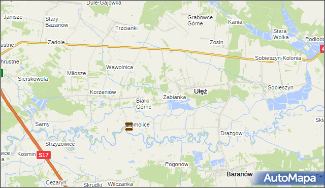 mapa Żabianka gmina Ułęż, Żabianka gmina Ułęż na mapie Targeo